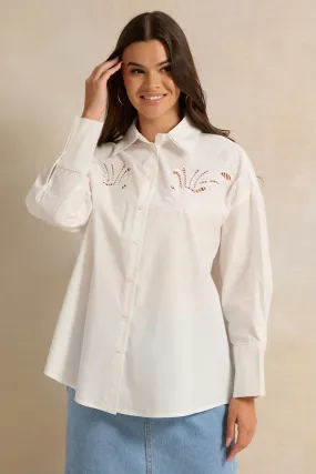 Women Ivory Cutwork Detailed Shirt