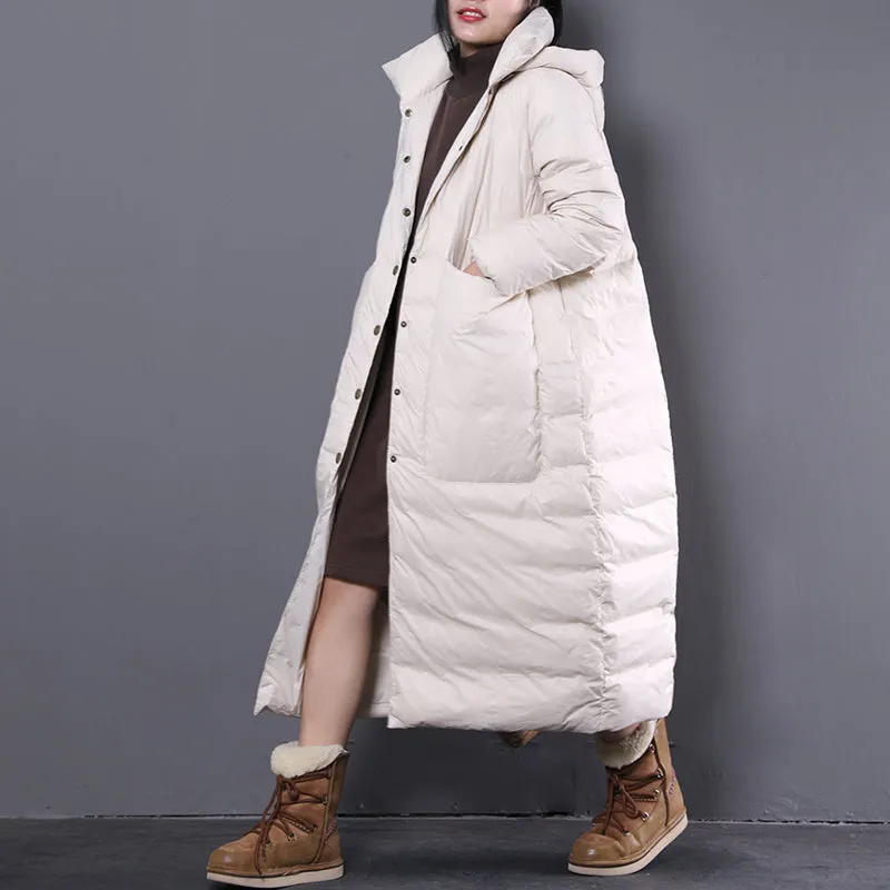 Women Winter Puffer Coat Long Large Pockets Down Coat Hooded Coats/2211