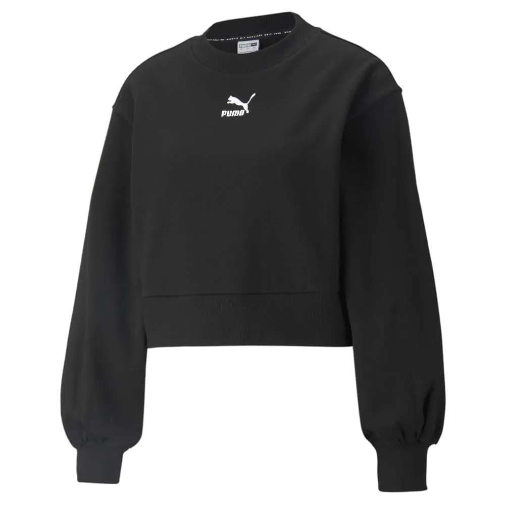 Women's Apparel PUMA CLASSICS PUFF SLEEVES SWEATSHIRT 531616-01 BLACK