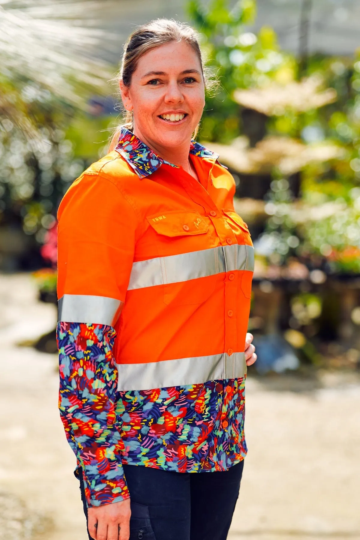 Women's Artsy Fartsy Orange Day/Night Hi Vis 2.0 Full Button Workshirt