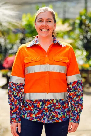 Women's Artsy Fartsy Orange Day/Night Hi Vis 2.0 Full Button Workshirt