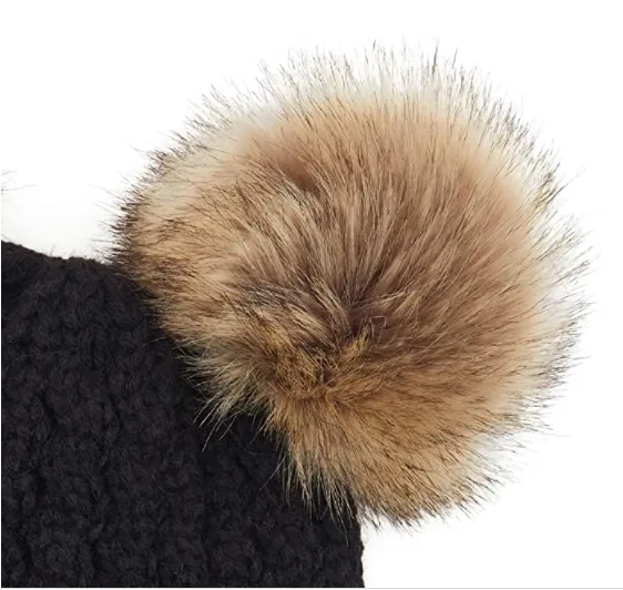 Women's Solid Winter Double Pom Pom Beanie Hat (HAT2055, HAT2055-S)