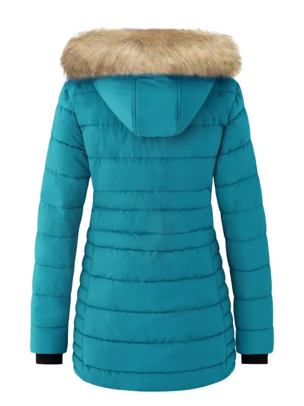 Womens Winter Coat With Faux Fur Hood