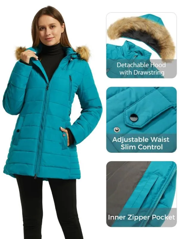 Womens Winter Coat With Faux Fur Hood