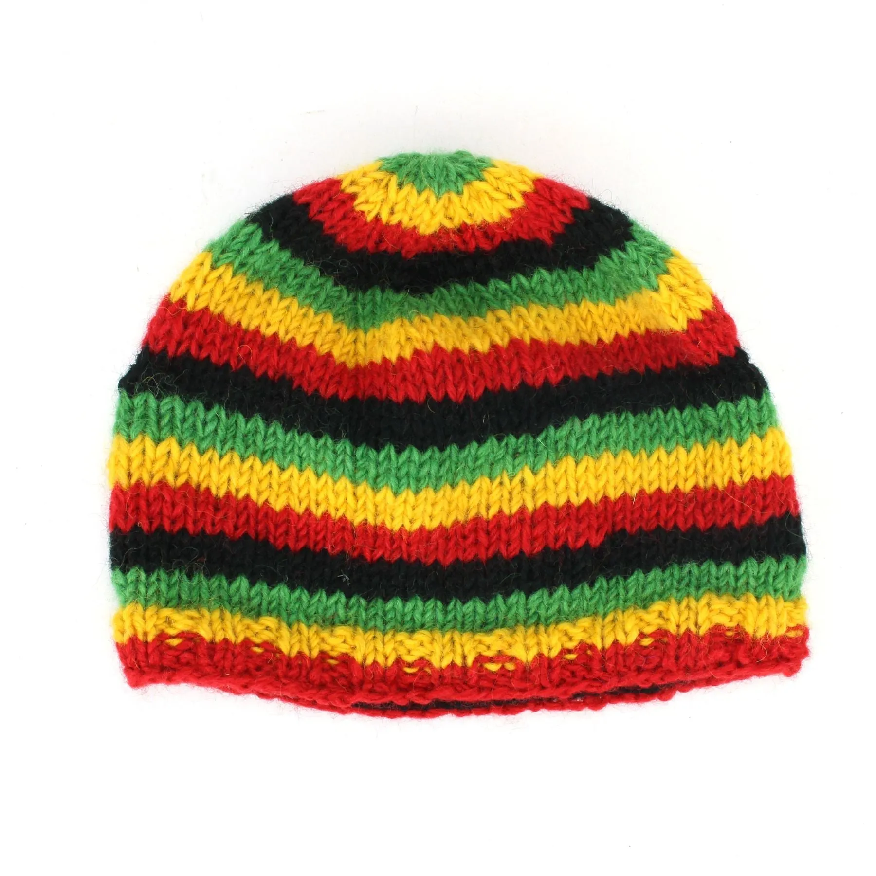 Wool Knit Beanie Hat - Stripe Rasta