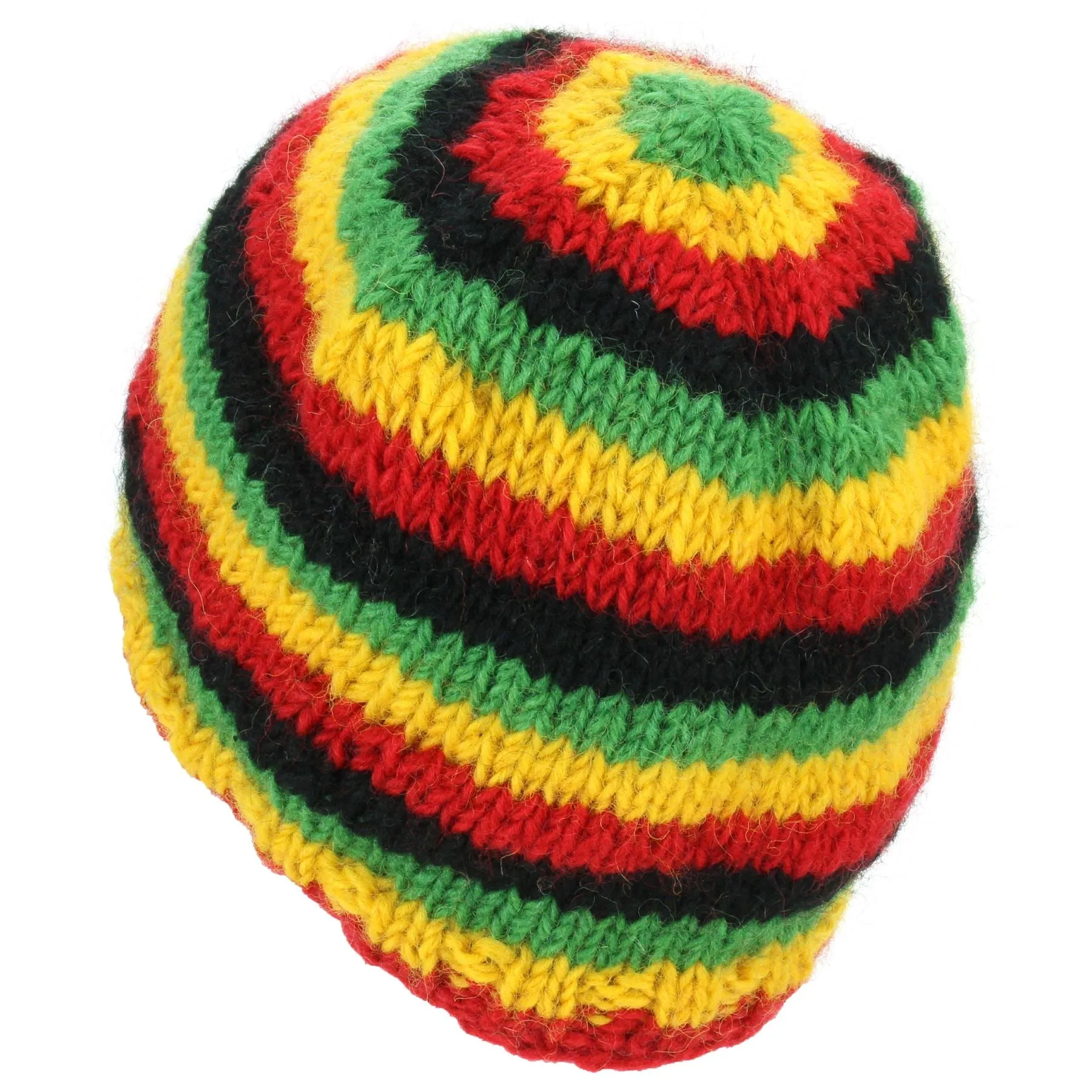 Wool Knit Beanie Hat - Stripe Rasta