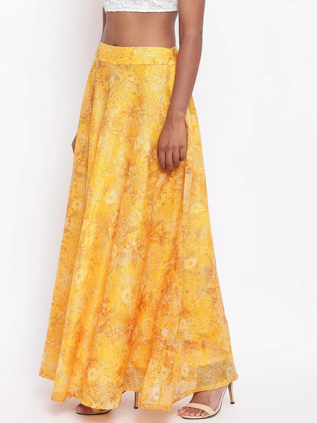 Yellow Foil Organza Skirt